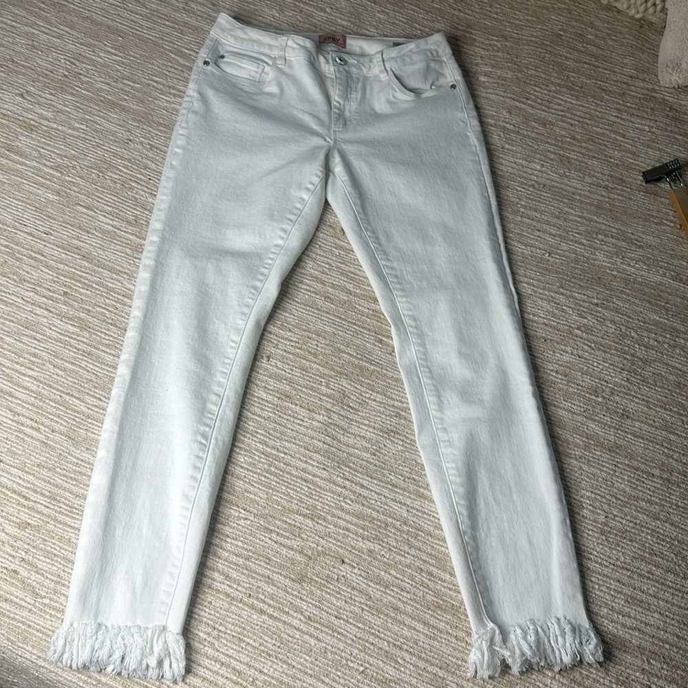 Only blur denim fringe frayed jeans with distressed bottomsCarmen regular skinny